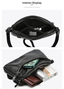 Detail view of the black pebbled leather handbag showing its large interior capacity