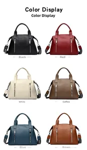 Detailed color display of large capacity tote bags in six shades with ethnic straps