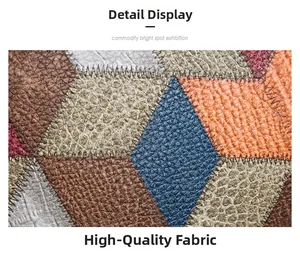 Macro shot of colorful pebbled leather patchwork with premium stitching details