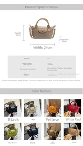 Detailed view showing dimensions 24cm x 13cm and nylon material of this mini tote bag