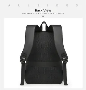 Detail of the breathable honeycomb mesh padding and ergonomic straps on the black backpack