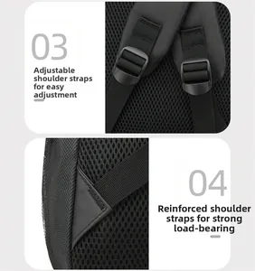 Detail of backpack adjustable shoulder straps with reinforced triangular stitching