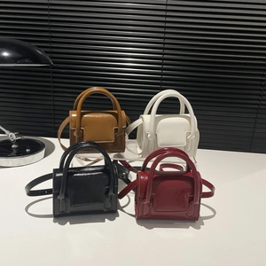 Mini Sac à Main pour Femmes en Cuir PU Brillant Petit Sac à Bandoulière Carré Avec Poignée Sac Fourre-tout pour Fête