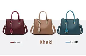 Detailed comparison of the textured tote bags in purple, khaki, and blue colors