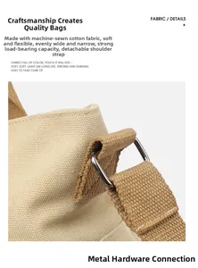 Close-up of durable canvas tote strap with metal D-ring and reinforced stitching