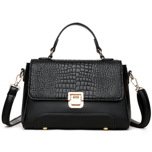 Women Handbag PU Leather Crocodile Pattern Lychee Texture Shoulder Crossbody Bag Gold Lock Fashion Daily Elegant