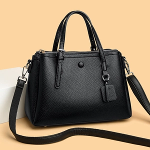 Women Tote Bag Lychee Pattern Faux Leather Large Capacity Crossbody Handbag Urban Simple Solid Color Shoulder Bag