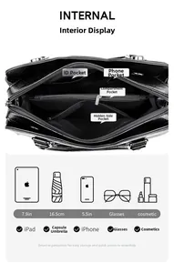 Large capacity tote interior showing compartments for iPad, phone and cosmetics
