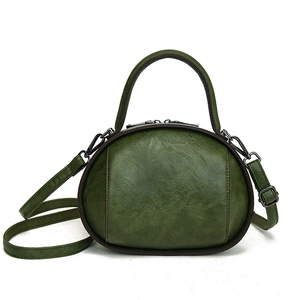 Vintage olive green circular crossbody bag with floral embroidery for traditional outfits