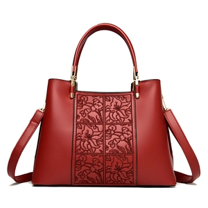 Elegant Chinese Style Floral Embroidered PU Leather Tote Bag For Women Vintage Handbag With Satin Scarf Crossbody Shoulder Bag