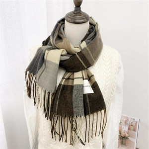 Écharpe Écossaise Imitation Cachemire Hiver Chaud Gland Châle Style Britannique Doux Pashmina Pour Femmes À La Mode