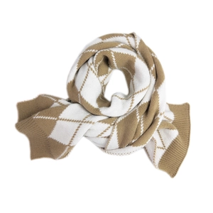 Sciarpa in maglia a rombi classici in marrone e crema per il caldo inverno
