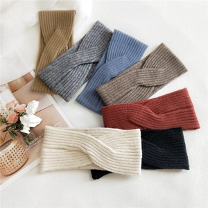 Ribbed Knitted Headband Twist Knot Hair Band Wide Brim Elastic Makeup Face Washing Autumn Winter Warm For Women