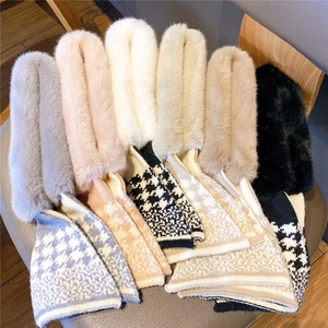 Winter faux fur knit scarves in six colors including grey, pink and beige for warmth