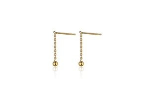 Close-up of S925 hallmark on gold-plated sterling silver minimalist bean drop earrings