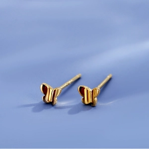 Boucles D Oreilles Papillon Bijoux En Cuivre Poli Avec Silver Earring Post Pour Femmes Élégant Tendance Accessoire