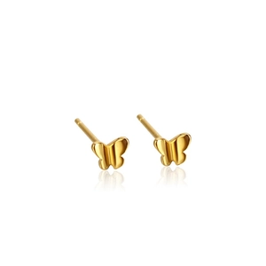 Boucles d'oreilles puces papillon en argent 925 poli avec placage en or élégant