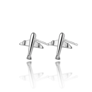 Boucles d'oreilles avion en argent sterling S925 avec une élégante finition en métal brossé