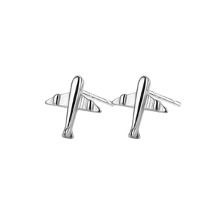 Boucles d'oreilles avion minimalistes en argent sterling S925 avec fini métal brossé
