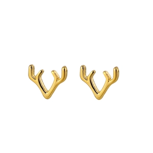 Élégantes boucles d'oreilles bois de renne dorées en argent S925 pour femmes