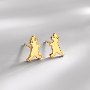 Dinosaur Stud Earrings Copper Plated Animal Shape Minimalist Fashion Jewelry For Women Girls