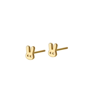 Boucles d'oreilles lapin minimalistes en argent S925 avec finition dorée polie