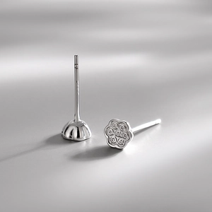 Lotus Seedpod Stud Earrings For Women Minimalist Forest Style Korean Copper Jewelry Silver Tone Cute Gift