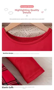 Detail of red knitted dress with round neck and elastic cuffs for girls Christmas outfit
