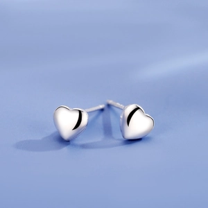 Heart Stud Earrings Copper With 925 Sterling Silver Earring Post Polished Minimalist Fashion Jewelry For Women Girls