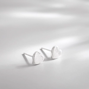 Heart Stud Earrings Copper Brushed Finish Minimalist Mini Sweet Jewelry For Women Simple Elegant Style