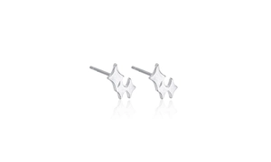 Detailed view of S925 silver irregular star stud earrings with a polished finish