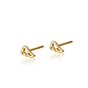 Minimalist s925 sterling silver hollow angel wing stud earrings in gold finish