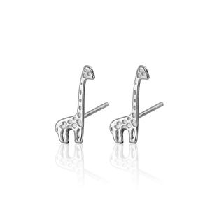 Orecchini a perno a forma di giraffa in argento sterling S925 con finitura testurizzata