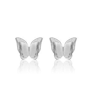 Stereoscopic double-layered S925 sterling silver butterfly stud earrings for women
