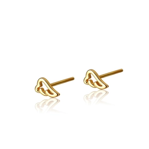 Elegant s925 silver hollow angel wing stud earrings in gold finish with reflections