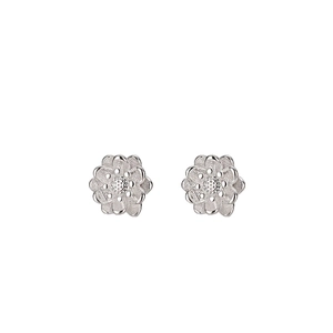 Elegant S925 sterling silver plum blossom earrings with frosted petals and polished edges