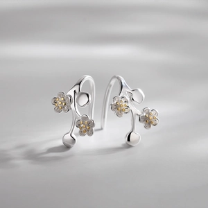 Plum Blossom Zweig Ohrhänger Kupfer Zierlicher Floraler Eleganter Schmuck Für Damen