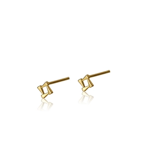 Minimalist s925 silver geometric stud earrings with hollow gold triangle design