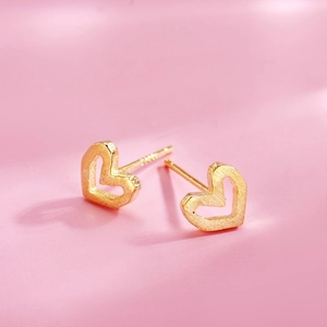 Heart Hollow Stud Earrings Copper Gold Plated Minimalist Chic Jewelry For Women