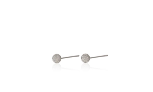 Close-up of S925 sterling silver ball stud earrings with a frosted matte sand finish