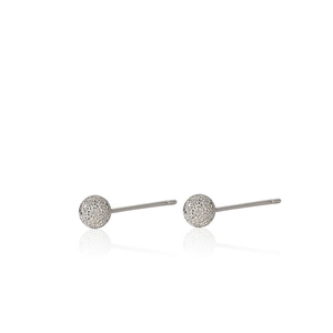 Minimalist S925 sterling silver frosted ball stud earrings with mirror reflection