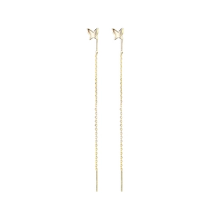 Elegante goldene Schmetterling-Durchzieher-Ohrringe für Damen mit langen Quasten-Anhängern