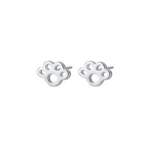 Boucles d'oreilles minimalistes argentées évidées en forme de patte d'animal