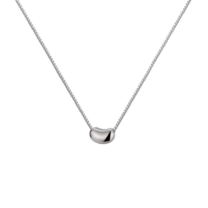 Elegant S925 sterling silver bean pendant necklace with a polished mirror finish chain