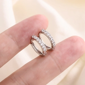 Huggie Hoop Earrings Micro Paved Sparkling Zircon Geometric Round Minimalist Fashion Jewelry Women