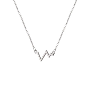 Collier en argent sterling S925 avec pendentif ligne de battement de cœur poli