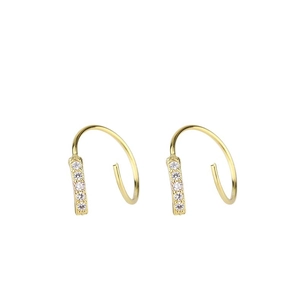 Elegant gold U-shape earrings with five sparkling cubic zirconia stones in a row