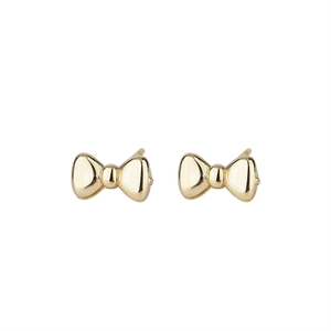 Elegant minimalist gold bow knot stud earrings with a polished metallic finish for women