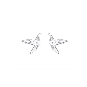 Boucles d'oreilles grue en origami argent 925 avec zircons brillants et design de l'oiseau