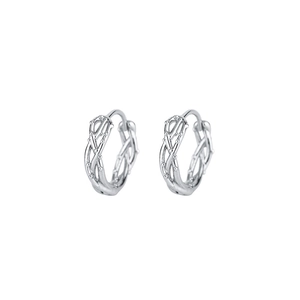 Boucles d'oreilles créoles en argent S925 avec design de branche entrelacée